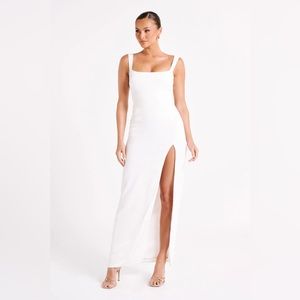 NWT Meshki Verana Backless Satin Maxi Dress - White - Small